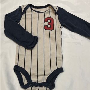 “Bundle 10/$13” Carters 3M Striped Navy and Cream Kids One Piece long sleeve